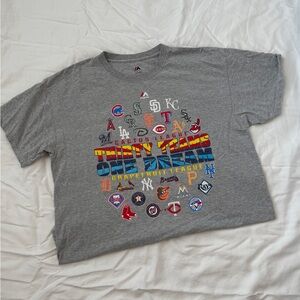 Vintage Majestic Gray Short Sleeve MLB Team Logos Tee